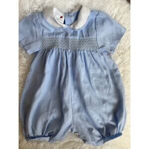 Ladybug Sz. 3/6 Mo. Blue Smock Outfit. Classic, Beautiful